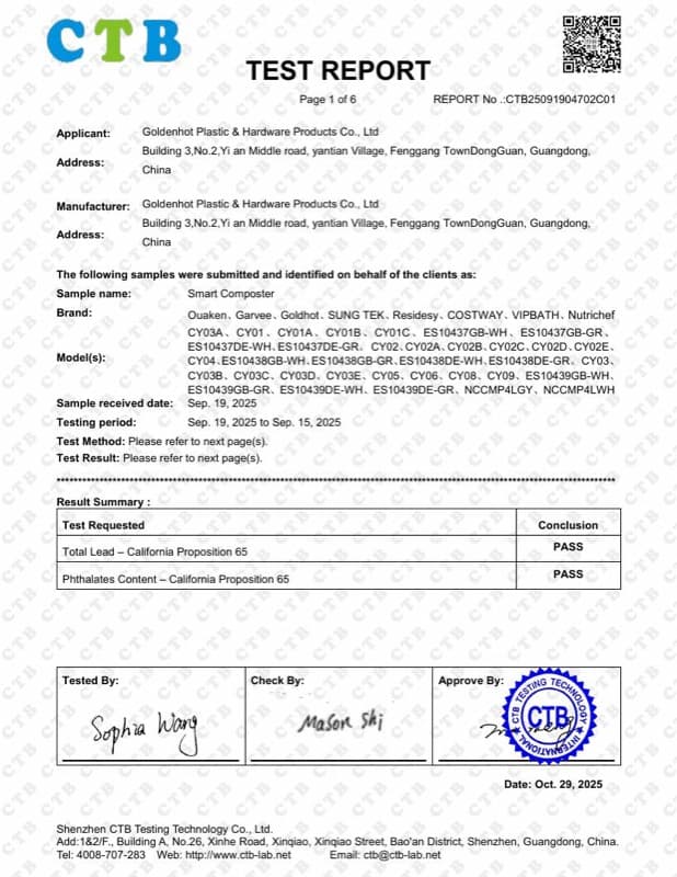 CA Prop 65 US certificate