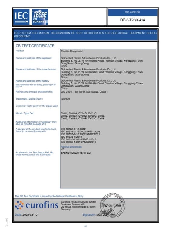 CB Scheme Global certificate