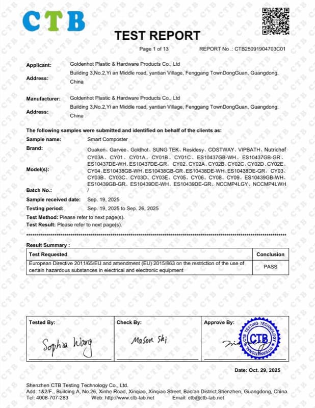 RoHS Cert EU certificate
