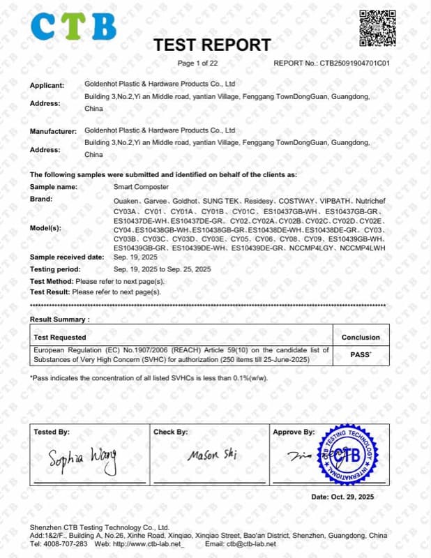 REACH EU certificate