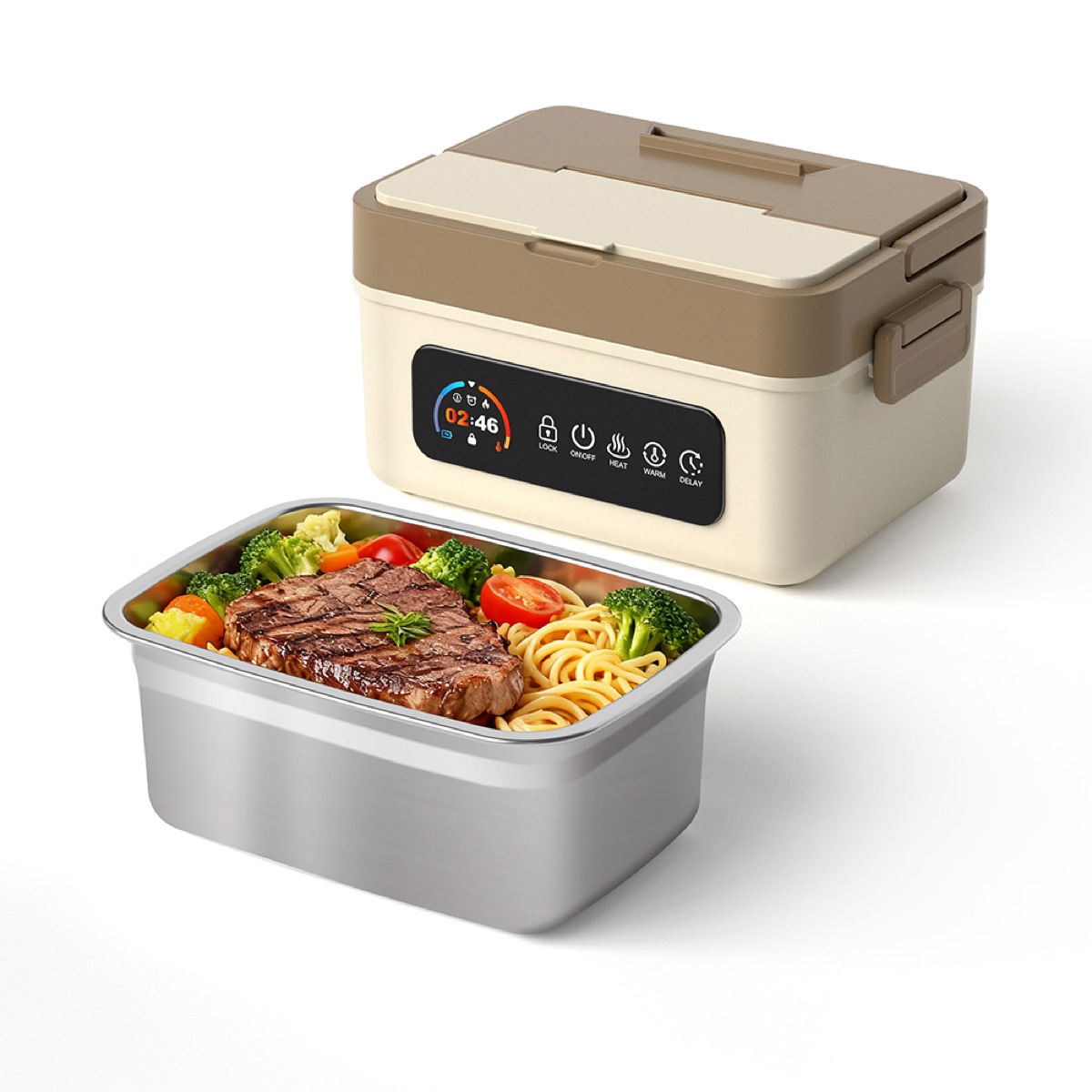 GoldHot Smart Heating Lunchbox — Cream