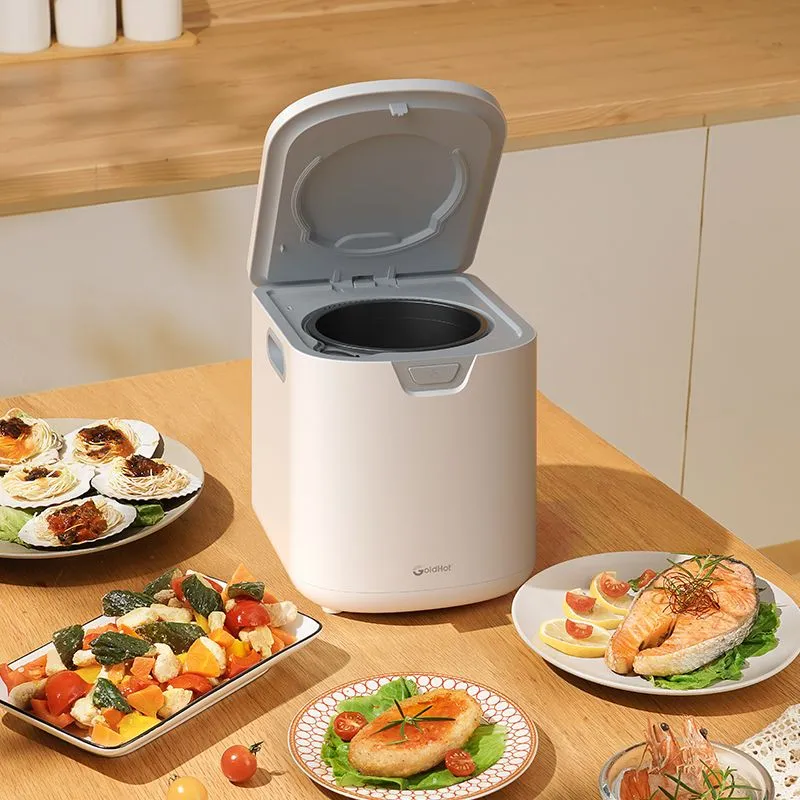 GoldHot composter turning food waste into soil amendment